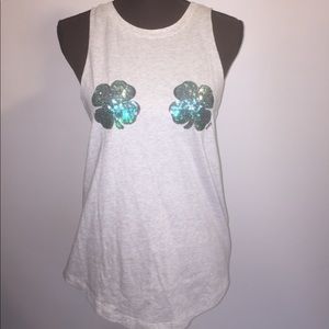 ☘️VS Sequin shamrock tank top sleeveless new☘️